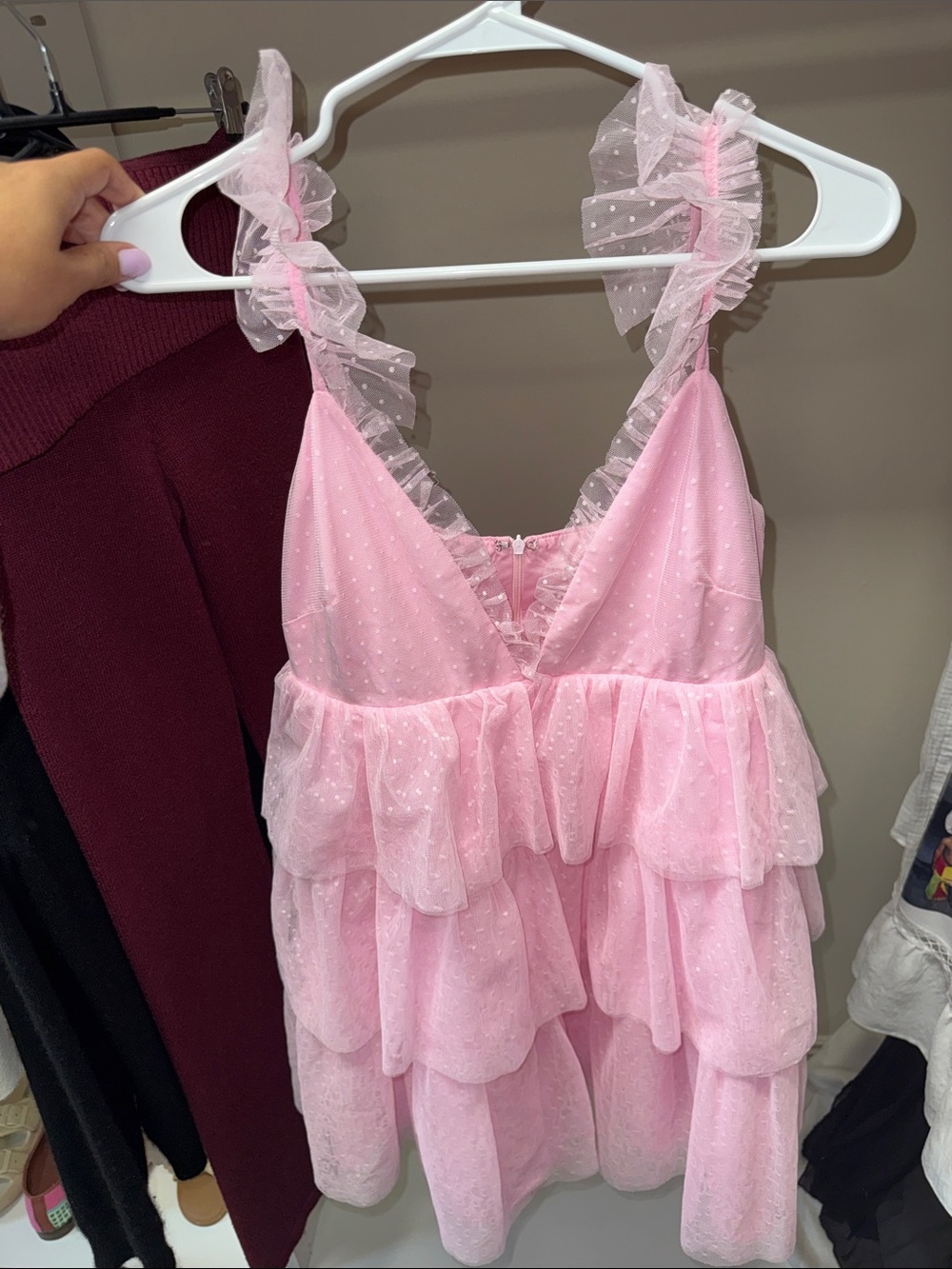 Pink Ruffle Mini Dress - Feminine Tiered Party Dress